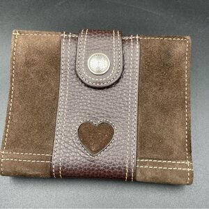Brighton Brown Suede & Leather Wallet Heart Accent